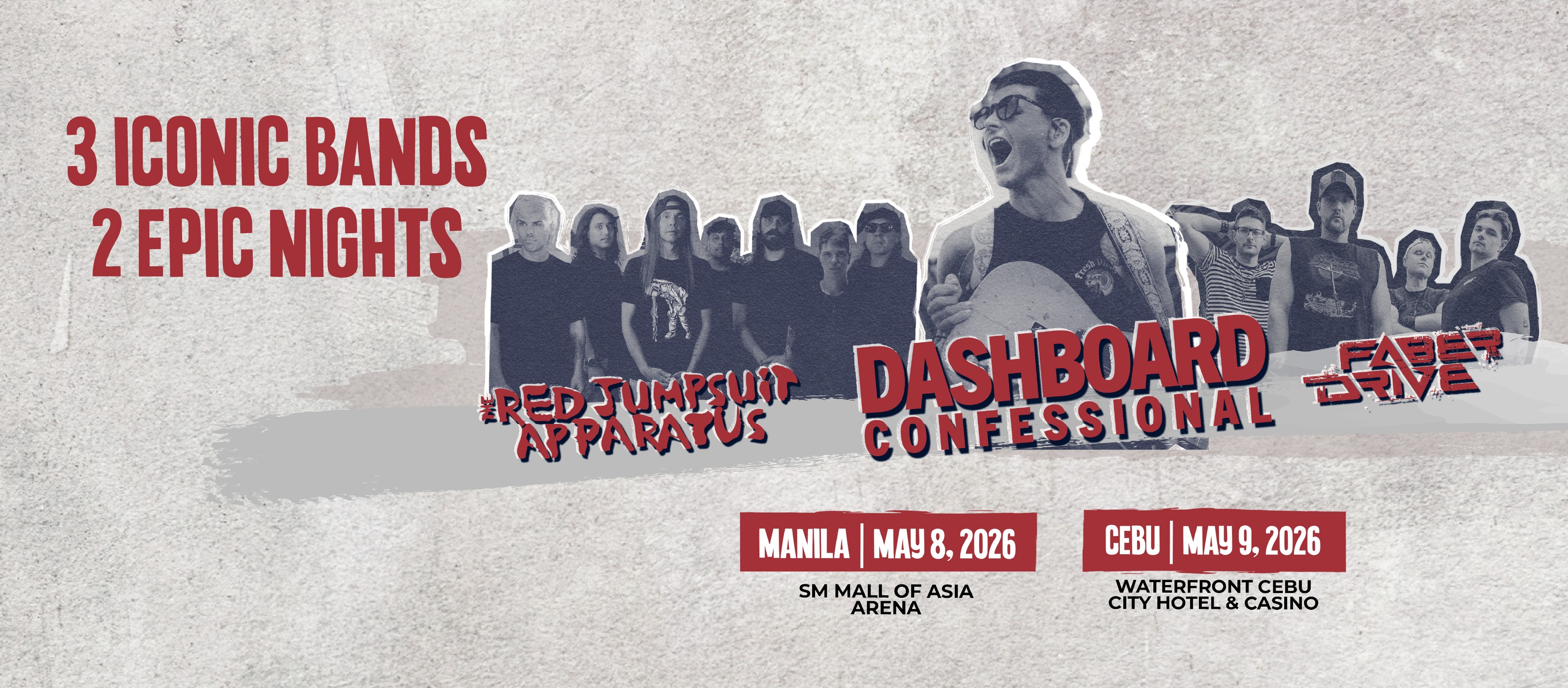 Dashboard Confessional, The Red Jumpsuit Apparatus, Faber Drive Head to Manila, Cebu for Playback Festival